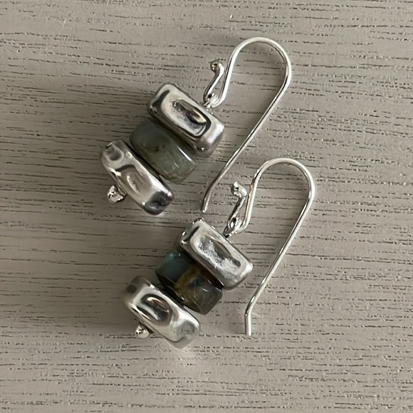 HTF Vintage Silpada Sterling Silver & Labradorite French Wire Earrings W0724 - Picture 4 of 9